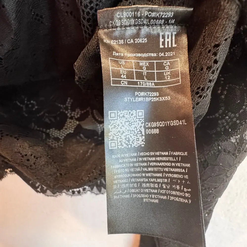 Guess Black lace off-shoulder top dark boho coquette romantic night-out L - Picture 5 of 6